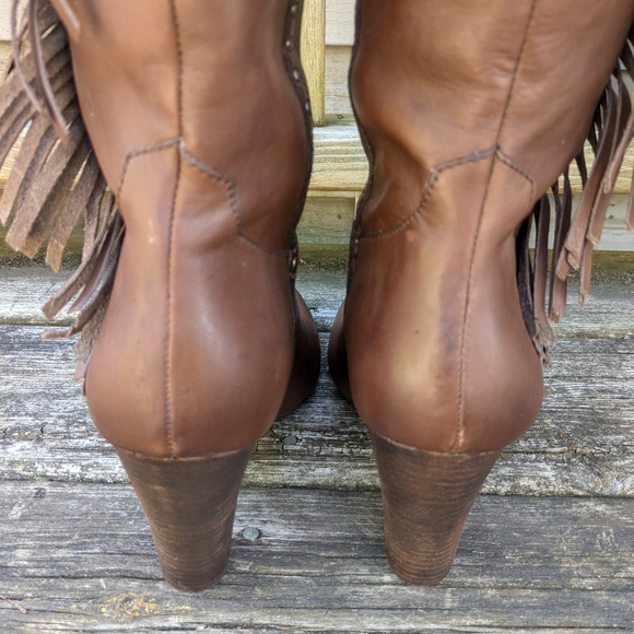Nicole Ageless Over The Knee Leather Fringe Pointed Toe Boots Size 8.5 - Picture 10 of 12